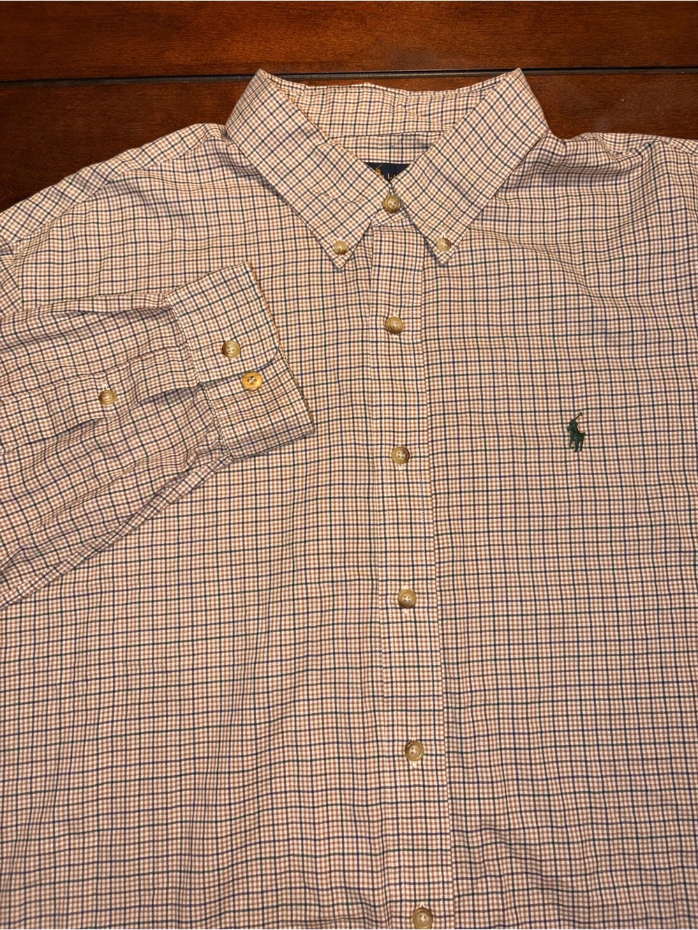 Ralph Lauren Men’s Button Down Shirt XXL Plaid Long Sleeve Green Pony